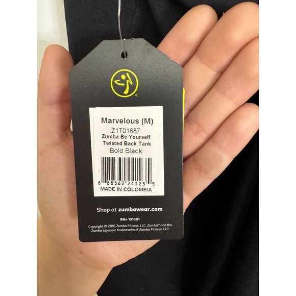 Zumba Wear Racerback Tank Top Black Sz Medium "Be Yourself. Free Yourself." NWT - Picture 7 of 10